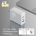 Black 65W GaN multi-port USB-C charger