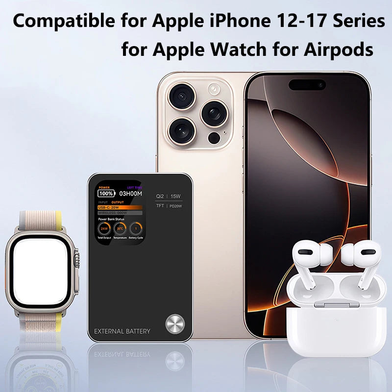 Qi2 Magnetic Power Bank with Display