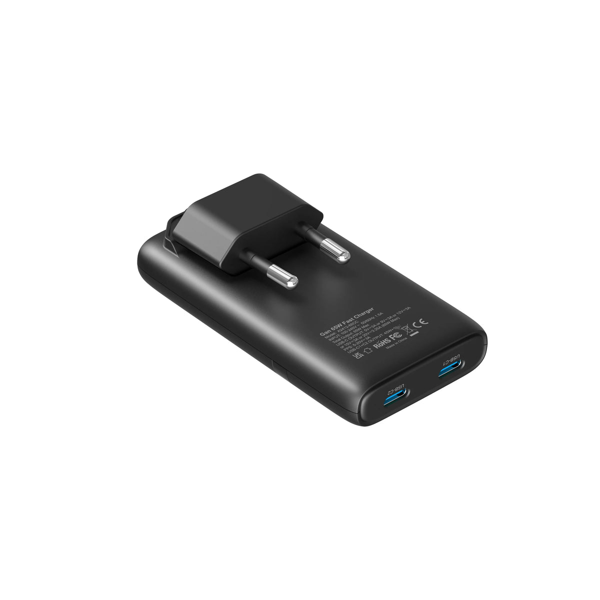 65W GaN Foldable USB-C Charger – Black