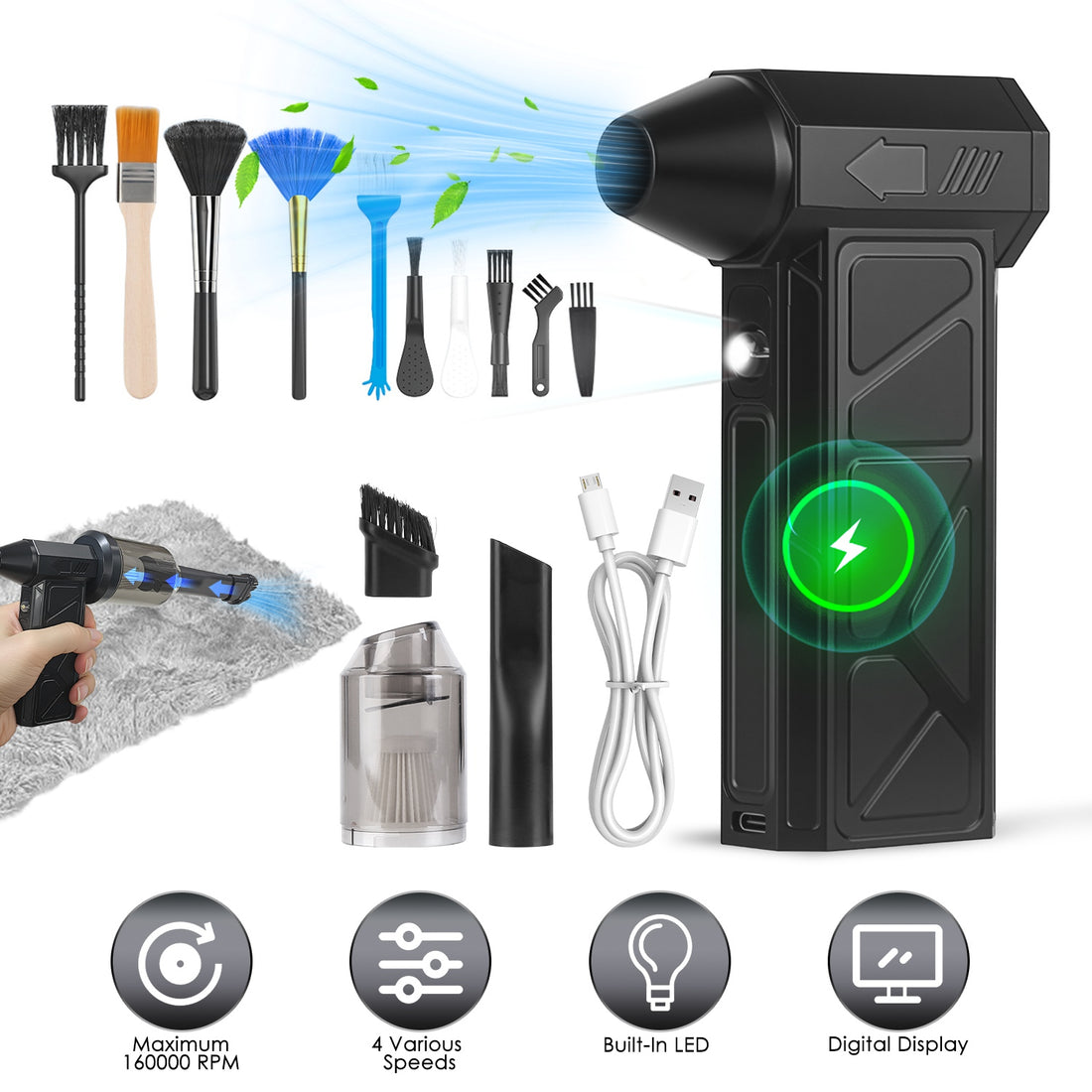 Rechargeable Air Duster with LED